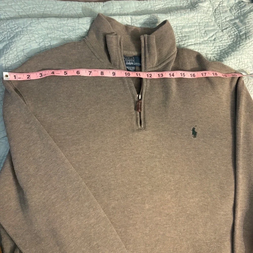 Polo Ralph Lauren Mens XL Quarter Zip Pullover Taupe Brown 100% Cotton Sweater